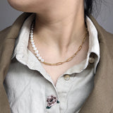 Baroque Half Pearl Necklace Half Chain 14 Plated Women Anniversary