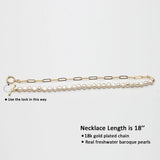 Baroque Half Pearl Necklace Half Chain 14 Plated Women Anniversary