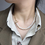 Baroque Half Pearl Necklace Half Chain 14 Plated Women Anniversary