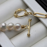 Baroque Half Pearl Necklace Half Chain 14 Plated Women Anniversary