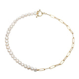 Baroque Half Pearl Necklace Half Chain 14 Plated Women Anniversary