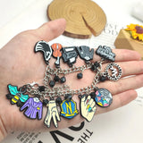Wednesday Addams Charms Bracelet Horror Thing Hand Rainbow Nevermore Academy