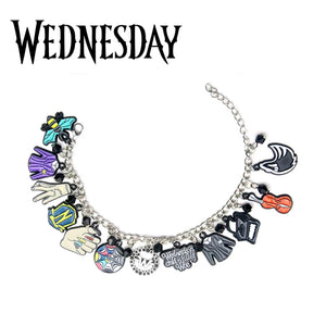 Wednesday Addams Charms Bracelet Horror Thing Hand Rainbow Nevermore Academy