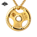 Weight Plate Barbell Dumbbell Pendant Weightlifting Fitness Necklace