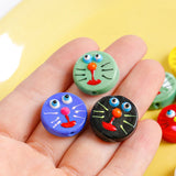 Hand-Painted Robot Cat Glass Beads for DIY Necklace Bracelet