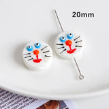 Hand-Painted Robot Cat Glass Beads for DIY Necklace Bracelet