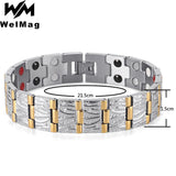Adjustable Magnetic Bracelet for Men Double Row Stainless Steel