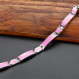 Stainless Steel Healing Hologram Charm Magnetic Bracelet Pink Jewelry