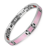 Stainless Steel Healing Hologram Charm Magnetic Bracelet Pink Jewelry