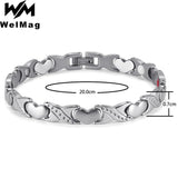 Women Steel Heart Bracelet Charms Healing Magnetic Couple Heart Jewelry