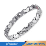 Women Steel Heart Bracelet Charms Healing Magnetic Couple Heart Jewelry