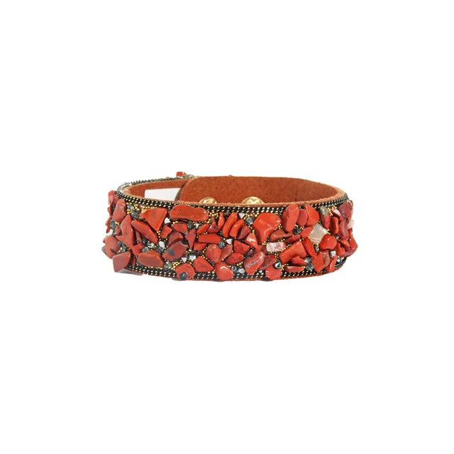 Bohemia Style Rhinestone Leather Charm Wrap Bracelet Bangles