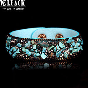 Bohemia Style Rhinestone Leather Charm Wrap Bracelet Bangles