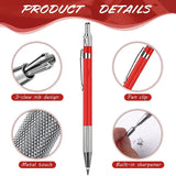 Welders Pencil with 12 Refills, Metal Marker Mechanical Welding Pencil, Red
