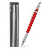 Welders Pencil with 12 Refills, Metal Marker Mechanical Welding Pencil, Red