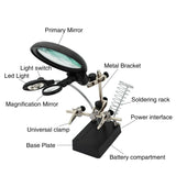 Welding Magnifying Glass Workbench LED Light 3.5X-12X Lens Clip Loupe