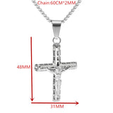 Hollow Stainless Steel Jesus Cross Crucifix Pendant Necklace