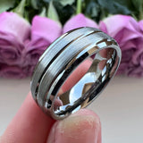 8mm Tungsten Carbide Wedding Band Brushed Finish Comfort Fit