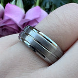 8mm Tungsten Carbide Wedding Band Brushed Finish Comfort Fit