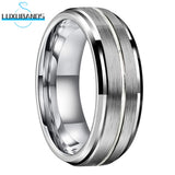 8mm Tungsten Carbide Wedding Band Brushed Finish Comfort Fit