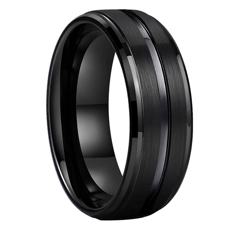 8mm Tungsten Carbide Wedding Band Brushed Finish Comfort Fit