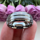 8mm Tungsten Carbide Wedding Band Brushed Finish Comfort Fit