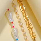 Bohemian Pearl Seed Beads Chain Bracelet Set for Women