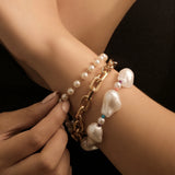 Bohemian Pearl Seed Beads Chain Bracelet Set for Women