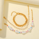 Bohemian Pearl Seed Beads Chain Bracelet Set for Women