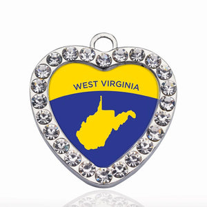 West Virginia Outline Circle Charm Necklace Pendant Jewelry