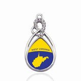 West Virginia Outline Circle Charm Necklace Pendant Jewelry
