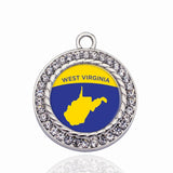 West Virginia Outline Circle Charm Necklace Pendant Jewelry