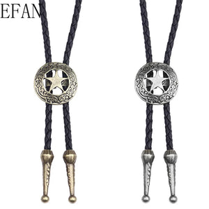 Western Cowboy Star Bolo Tie Rodeo Dance Necktie Men Women Leather Rope