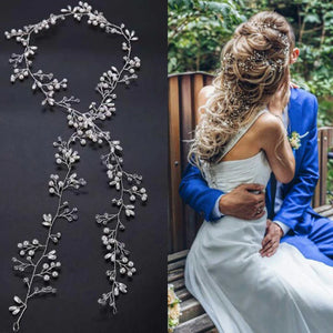 Western Wedding Headdress for Bride Crystal Pearl Hair Accessories