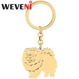 Weveni Stainless Steel Gold-plated Smile Chow Dogs Keychain