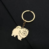 Weveni Stainless Steel Gold-plated Smile Chow Dogs Keychain