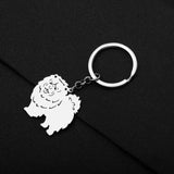 Weveni Stainless Steel Gold-plated Smile Chow Dogs Keychain