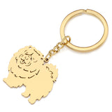 Weveni Stainless Steel Gold-plated Smile Chow Dogs Keychain
