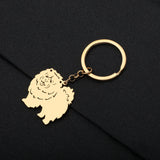 Weveni Stainless Steel Gold-plated Smile Chow Dogs Keychain