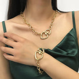 Heart Lock Choker Necklace Cuban Chain Love Bijoux Clavicle Vintage Jewelry