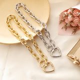 Heart Lock Choker Necklace Cuban Chain Love Bijoux Clavicle Vintage Jewelry