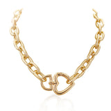 Heart Lock Choker Necklace Cuban Chain Love Bijoux Clavicle Vintage Jewelry