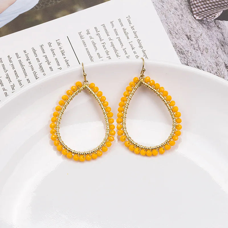 Wgoud Glass Bead Teardrop Earrings for Women