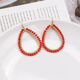 Wgoud Glass Bead Teardrop Earrings for Women