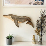 Whale Home Wall Decor Wooden Wall Hanging Ornaments for Living Room Bedroom