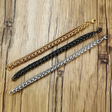 Men's Stainless Steel Double Link Wheat Chain Bracelet 21.5cm/23cm