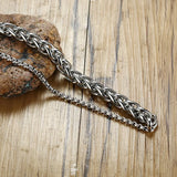 Men's Stainless Steel Double Link Wheat Chain Bracelet 21.5cm/23cm