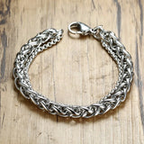 Men's Stainless Steel Double Link Wheat Chain Bracelet 21.5cm/23cm