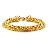 Men's Stainless Steel Double Link Wheat Chain Bracelet 21.5cm/23cm