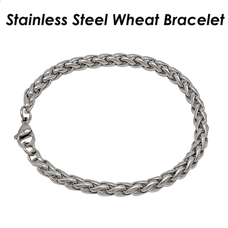 Stainless Steel Wheat Chain Bracelet 3mm 5mm